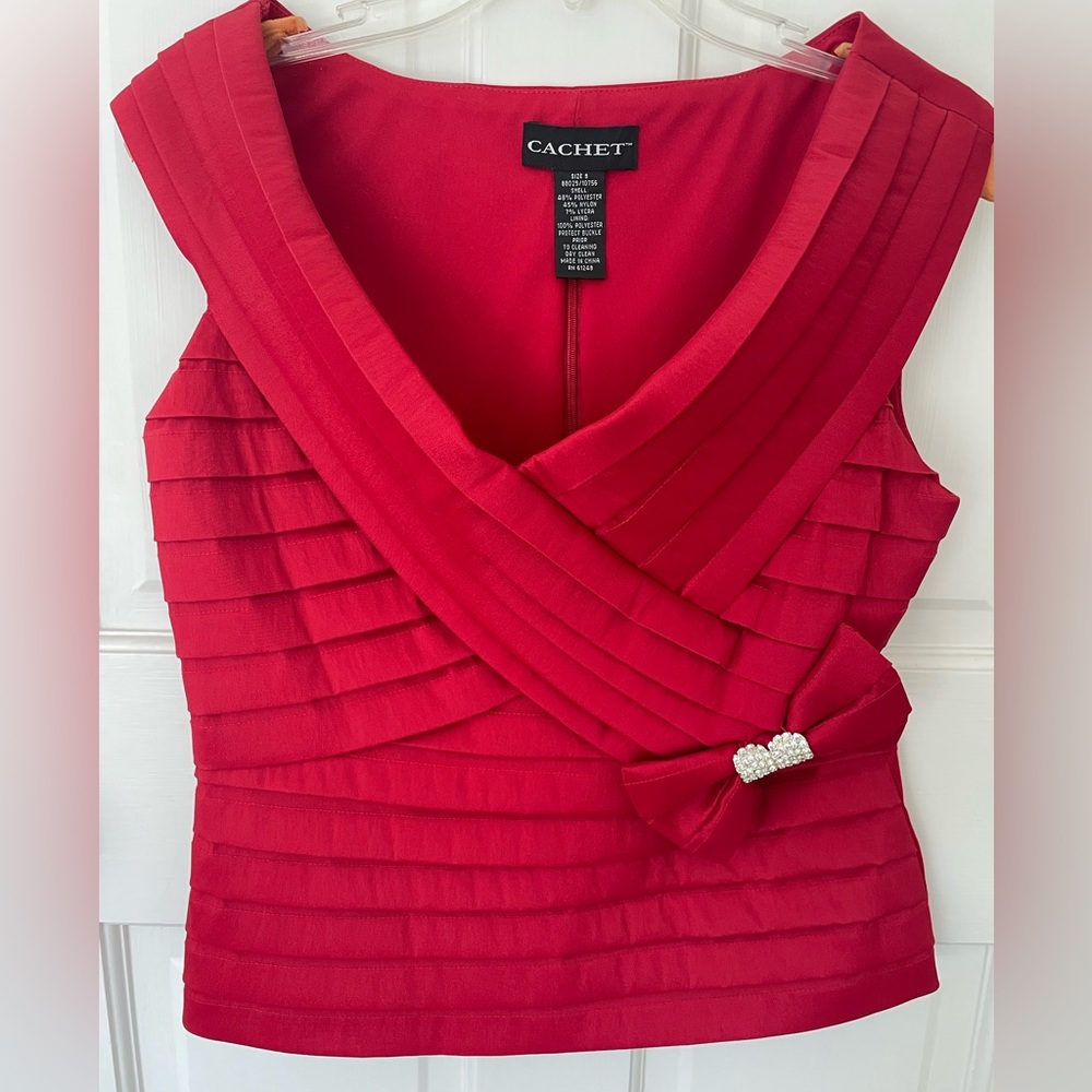 Red evening, gala, party top size 8